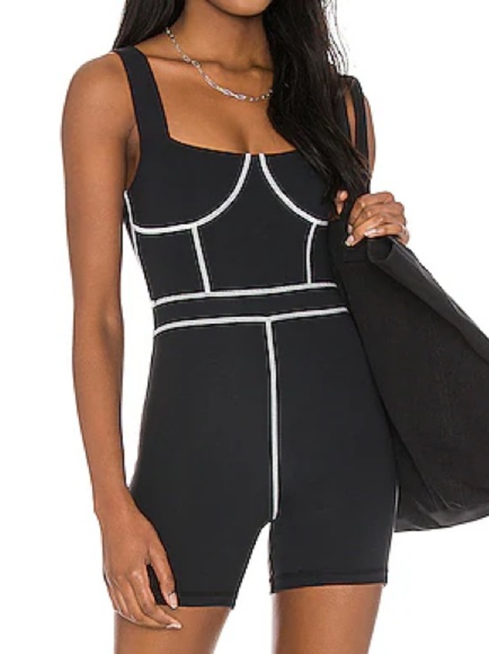 Like New Whoworewhat Black Reverse Stitch Romper